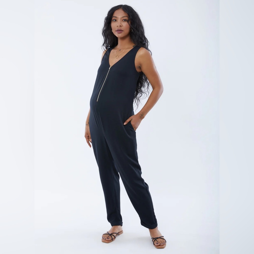 Ingrid & Isabel Navy Sleeveless Maternity Jumpsuit Medium